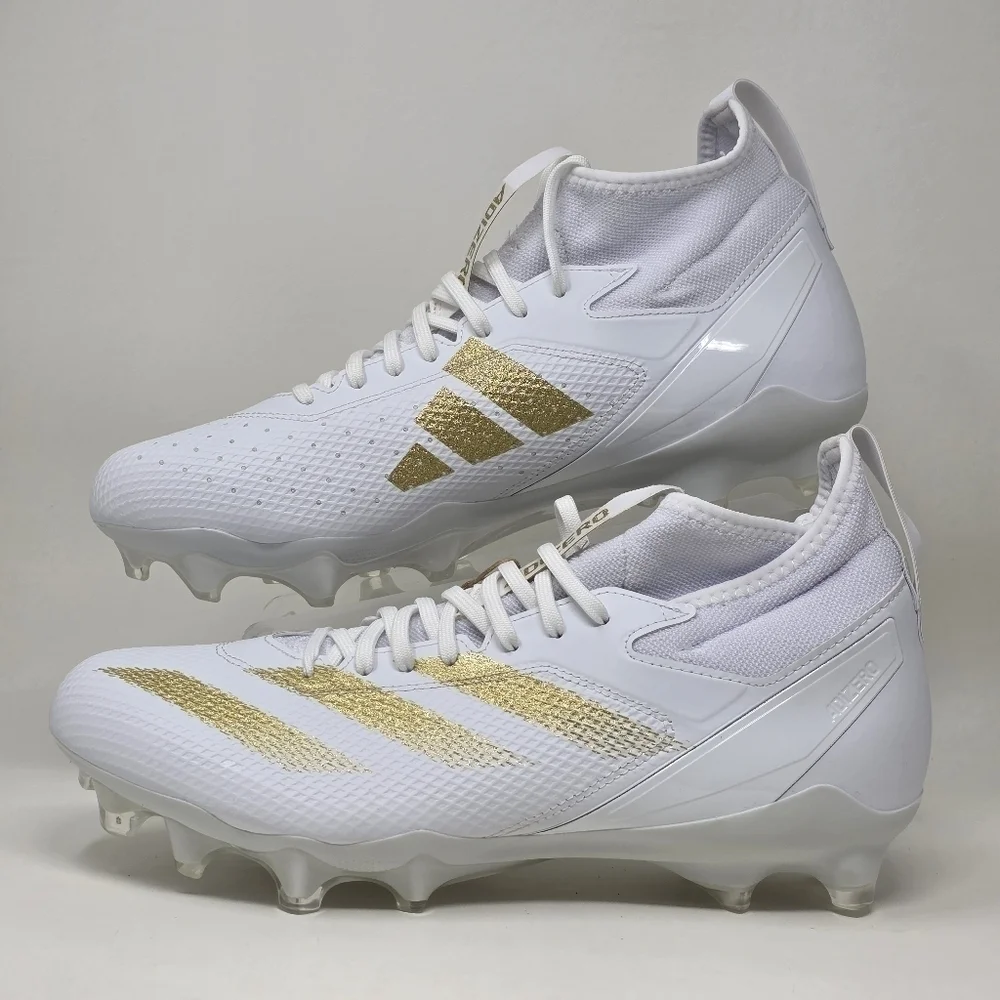 Adidas Adizero Impact MID Football Cleats White Gold IF2476 Men's Size 11 New